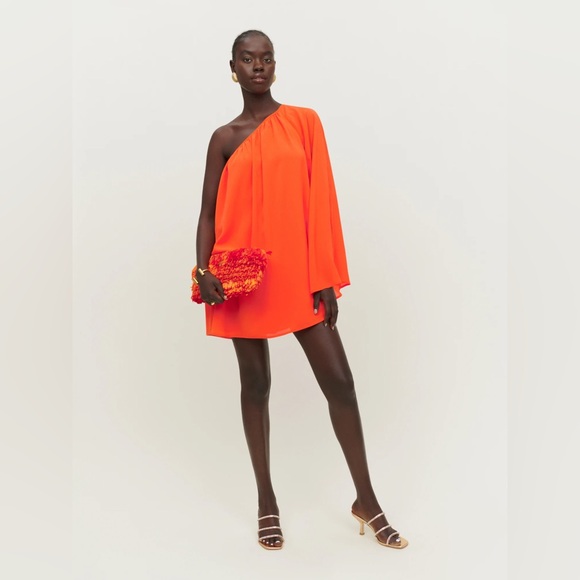 Reformation Dresses & Skirts - Reformation Party Two Piece Tomato One Shoulder Mini Dress Size 6